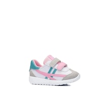 Zacoz Bebek Hafif Rahat Yumuşak Esnek Ortopedik Çift Cırtlı İlk Adım Sneaker Spor Ayakkabı Beyaz - Pembe