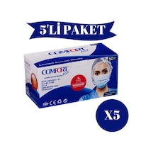 3 Katlı Cerrahi Maske Full Ultrasonic Meltblown Filitreli Telli Maske 250 Adet 5 Paket 50 Li