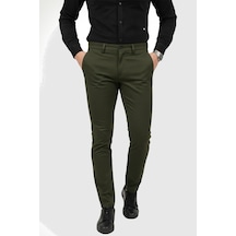 Deepsea Erkek Haki Modern Fit Likralı Kumaş Pantolon Günlük & Ofis Kullanımı 2602020 Haki