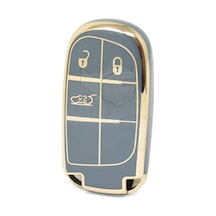 Gma Keys Lüx Fiat Egea Cross 500 Uyumlu Jeep Smart 3 Buton Nano Koruma Anahtar Kılıfı Gri Gold Altın Renk