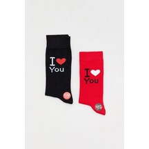 Sevgili Çorabı Yazılı Dode Flora Soket Çorabı 2 Li 001