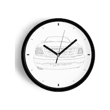Eski Araba Çizim Tasarımı Modern Duvar Saati - 30cm - Önü Camlı Siyah Kasa - Sessiz Mekanizma-jh0668 Siyah