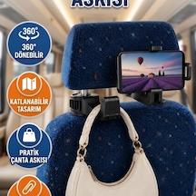 Araç İçi Telefon Tutucu Ve Katlanabilir Koltuk Arkası Askı Aparatı