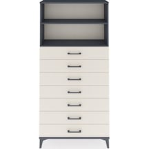 Arges Dolap 2 Raflı 7 Çekmeceli 88x30x182 Antrasit-aytaşı Antrasit
