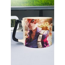 Shoto Todoroki Anime Baskılı Seramik Lüks Kupa 1 Adet Özel Siyah Kulp Dalga Kulp V2d Çok Renkli