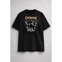 Yolo Street Cerberus Baskılı Oversize Siyah Tişört %100 Pamuk Unisex Streetwear Siyah