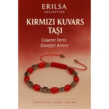 Sertifikalı Kırmızı Kuvars Taşı Bileklik - Cesaret Veren Enerjiyi Artıran Şık Takı Kırmızı