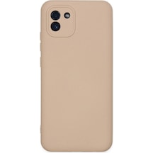 Samsung Galaxy A03 Kılıf Nano İçi Kadife Silikon - Pudra