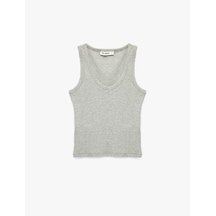 Koton Kaşkorse Modal Karışımlı V Yaka Kolsuz Slim Fit Atlet Kar Melanj 6sal30273ık Gri Melanj