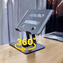 360 Derece Sonsuz Pozisyonda Dönebilen Katlanabilir Metal Alaşımlı Yükseklik Ve Açı Ayarlı Kaydırmaz Telefon Ve Tablet Standı Tablet Standı N03