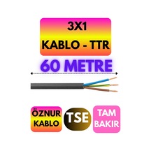 Öznur 3x1 Ttr Kablo Siyah Metre Seçenekli - 60 Metre