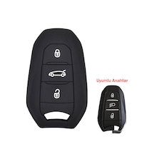 Peugeot 208 308 508 3008 5008 Uyumlu Silikon Oto Anahtar Kumanda Kabı Kılıf Siyah Açık Gri