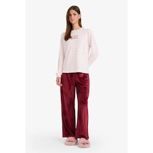 Defacto Regular Fit Velur Pijama Altı G5915ax25wnbr248 Bordo-br248