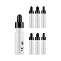 10 Ml Metal Kapaklı Damlalık Dropper Şişesi Serum 10 Cc Cam Şişe 6 Adet Siyah Kapak, Şeffaf
