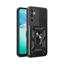 Zore Realme C65 4g Kılıf Magnetik Standlı Kamera Korumalı Ogaa Sürgülü Vega Kapak - Siyah