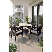 Siyah Rattan Gri Minder