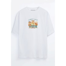 Street Cats - Sokak Kedileri Oversize T-shirt Beyaz