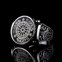 Fkgümüş 925 Ayar Gümüş Osmanlı Tuğralı Rufai Gülü Erkek Yüzük Silver