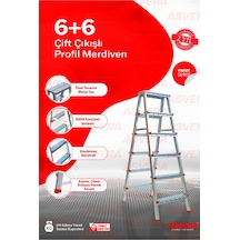 Yakut Serisi - 6+6 Basamaklı Çift Çıkışlı Galvanizli Profil Merdiven Ev, Bahçe, İşyeri İçin Uygun