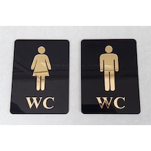 Şık Tasarımlı Gold Wc Yönlendirme Tabelası - Levhası