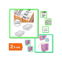 12 Bölmeli Pratik Çekmece Düzenleyici + Pencereli Saklama Hurcu Pembe Beyaz Çizgili - 2li Set A1j0h2 Belirtilmemiş