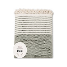 Pamuklu Kaymaz Hasır Dokuma Koltuk Örtüsü 180x220 - Haki Yeşili