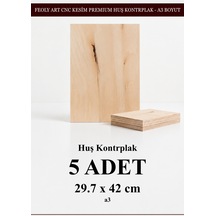 - Huş Kontrplak 5 Adet - A3 29.7 X 42 Cm - 4 Mm Cnc Kesim Lazer Kesim - Yakma - Hobi Seti