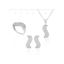 Gümüş Beyaz Taşlı Su Yolu Kadın Set (510776082)