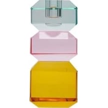 Kristal Mum Tutucu, L. Nane/l. Pembe/sarı, 6x6x13 Cm