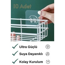 10 Adet Ultra Güçlü Yapışkanlı Kanca, Şeffaf Yapışkanlı Mutfak Banyo Askısı, Mt114 Turuncu Diğer