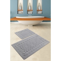 Bambi Cotton Gri 2 Li Set Yıkanabilir Banyo Halısı