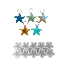 Tahtakale Toptancı Epoksi Silikon Kalıp Çoklu Deniz Yıldız Kalıbı Delikli Deniz Yıldızı Anahtarlık Kalıbı 4.7x4.5 Cm 10 Lu