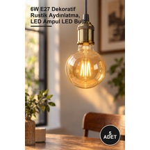 5 Adet Ct-4286 G90 Amber Led Glop Ampul 6w E27 Dekoratif Rustik Aydınlatma, Led Ampul Led Bulb