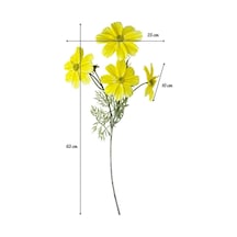 Yapay Çiçek Sarı Papatya 4çiçekli Uzun Dal 63cm Gerçeksi Doku Sarı