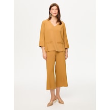 Cebi Püskül Detaylı V Yaka Uzun Kol Bluz S26blz034 Us26blz03435 Camel