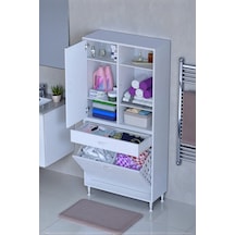 Eliusta Mira Dolap 6 Bölme Çok Fonksiyonlu Banyo Dolabı 70 Cm Beyaz Sepetli Dolap 70x171x32,5 Cm Organizer Beyaz