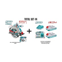 Total Set-14 Total Lı-ıon Akülü Daire Testere Solo Tslı1851+total P20s 2li 2.0 Ah Tfblı2001 Akü Ve Şarj Aleti Seti Tfbcpk2212e