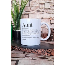 Aunt Desenli Modern Hala Teyze Hediyelik Baskılı Çay Kahve Sunum Kupa Bardak Beyaz