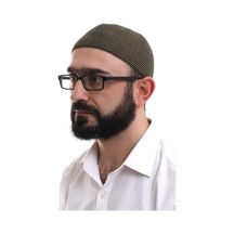 Açık Kahve Kışlık Nokta Desenli Orlon Namaz Takkesi Kahverengi