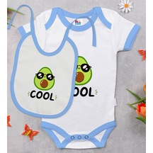 Bk Kids Cool Tasarımlı Mavi Bebek Body Zıbın Ve Mama Önlüğü Hediy Çok Renkli