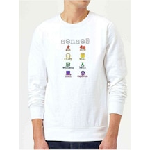 Sense8 Minimalist Symbols & Name Colour Baskılı Beyaz Erkek Sweat Sense8 Minimalist Symbols & Name Colour Baskılı Beyaz Erkek Sweat