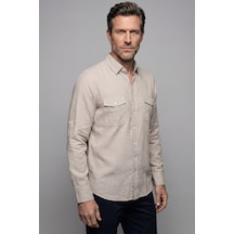 Bisse Regular Fit Paşa Yaka Spor Pamuk Kahve Erkek Gömlek Gm23k232050 D11