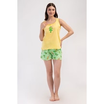 Yake Store Kadın P.suprem Genıs Askılı Bıbılalı Etegı Oval Sort Takım - Yellow Sarı