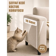 Packline Marketing Kedi Koltuk Tırmalama Koruyucu Şeffaf Yapışkanlı Mobilya Tırmalama Önleyici Bandı 20x50 Cm 10 Adet