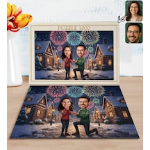 Bk Gift Kişiye Özel Sevgili Yılbaşı Karikatür Tasarımlı 1000 Parça Profesyonel Puzzle-6, 1000 Puzzle, Yeni Yıl Hediyesi, Yılbaşı Hediyesi Kobitmeyenco