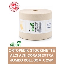 Alçı Altı Çorabı 6 Cm X 25 M, Pamuklu Esnek Medikal Stockinette