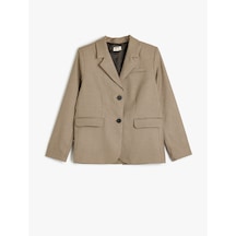Koton Blazer Ceket Klasik Yaka Cep Detaylı Uzun Kollu Düğmeli Kahverengi Ekose 5wkg20061aw Kahverengi
