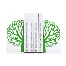 Yeşil Ağaç Figürlü Dekoratif Metal Kitap Tutucu