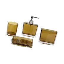 Suntek 4x Losyon Dispenser Bardak Diş Fırçası Tutucu Seti Kahverengi