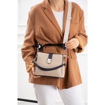 Just Polo Lüks Tasarım Polo Kumaş Jp Gümüş Logolu Şık El Ve Omuz Çantası Shoulder Bag Ebat: 23 X 18 Cm Taş - Lacivert